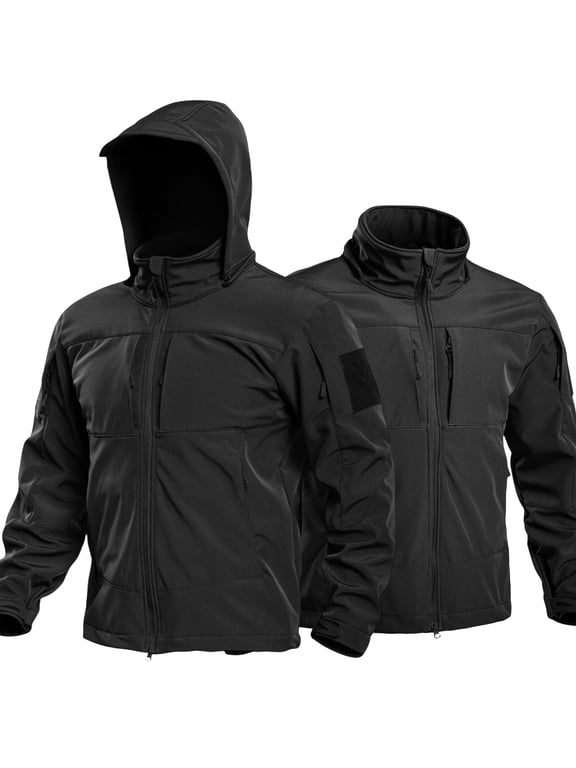 Mens Hooded Military Tactical Softshell Jacket Waterproof Windproof Fleece Lined Coat Outdoor Hiking Winter Fall Jackets Black 4xL