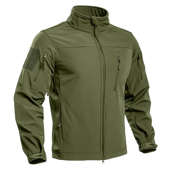 Hsovts Mens Hooded Military Tactical Softshell Jacket Waterproof Windproof Fleece Lined Coat Outdoor Hiking Winter Fall Jackets Green M