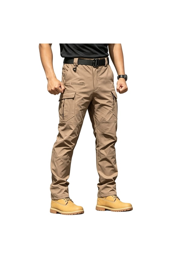 Mens Lightweight Cargo Hiking Patns Outdoor Quick Dry Work Tactical Pants with 6 Pockets Water Resistant Fishing Travel Pants Earthy Yellow 2XL