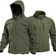 thumbnail image 1 of Hsovts Mens Tactical Softshell Hooded Jackets Waterproof Windproof Fleece Lined Coat For Men Outdoor Hiking Fall Winter Wear Green L, 1 of 6