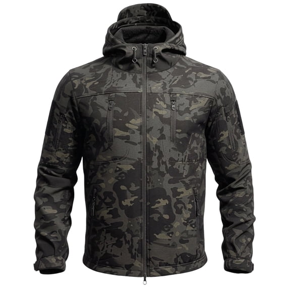 Hsovts Mens Tactical Softshell Hooded Jackets Waterproof Windproof Fleece Lined Coat For Men Outdoor Hiking Fall Winter Wear Multicolor XXL