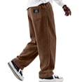 thumbnail image 1 of Hsovts Mens Vintage Wide‑Wale Corduroy Pants, Solid Relaxed‑Fit Straight‑Leg Multi‑Pocket Casual Street‑Style Trousers Brown L, 1 of 5