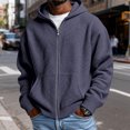 thumbnail image 1 of Hsovts Mens Waffle Knit Full Zip Hoodies Loose Pocket Drawstring Jacket Winter Warm Outdoor Casual Hoodie Navy M, 1 of 7