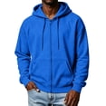 thumbnail image 1 of Hsovts Mens Zip Up Hoodie, Solid Color Fleece Jacket Casual Sweatshirt | Soft Brushed Fleece, Full-Zip Front With A Classic Hood. Ribbed Cuffs And Hem, Split Kangaroo Pocket. Relaxed Fit. Blue 2xL, 1 of 5