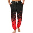 thumbnail image 1 of Hsovts Pajama Pants Men Funny Bat Graphic Ultra Lightweight Drawstring Stretch Pants 2026 New Fashion Comfy Relaxed Trousers with Pockets Red M, 1 of 7