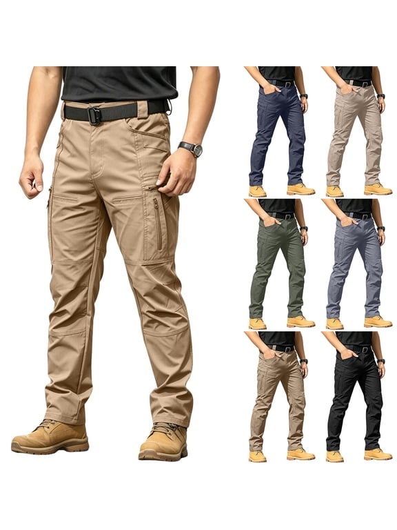 Tactical Pants for Men Camo Stretch Ripstop Quick Dry Waterproof Hiking Cargo Work Pants with Multi Pockets Gray L