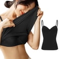 thumbnail image 1 of Hsovts Women Built in Bra Tank Top Adjustable Spaghetti Strap Cami Shirt | Summer Y2K Sleeveless Cami Tops Ladies Elegant Sexy Basic Going Out Tops Soft Comfy Workout Yoga Tops Black 2xL, 1 of 5