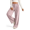 thumbnail image 1 of Hsovts Women Drawstring Wide Leg Casual Sweatpants, High Rise Relaxed Fit Soft Loungewear Trousers, Fashion Everyday Pants With Convenient Side Pockets Pink S, 1 of 6
