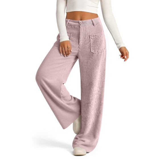 Hsovts Women Drawstring Wide Leg Casual Sweatpants, High Rise Relaxed Fit Soft Loungewear Trousers, Fashion Everyday Pants With Convenient Side Pockets Pink S