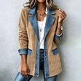 thumbnail image 1 of Hsovts Women's Faux Suede Blazer Jacket, Warm Comfort Notched Lapel Single Breasted Brown Faux Suede Leather Suit Jacket for Womens Casual Winter Coat Camel 2XL, 1 of 6