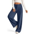 thumbnail image 1 of Hsovts Women's High Waist Wide Leg Sweatpants, Drawstring Elastic Waist Loose Casual Lounge Trousers With Side Pockets For Daily Wear Blue L, 1 of 5