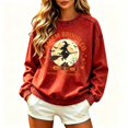 thumbnail image 1 of Hsovts Women's Salem Broom Company Printed Sweatshirt Halloween Witch Crewneck Shirts Casual Festival Graphic Tees Tops Long Sleeve Pullover Sweater Halloween Sweatshirts for Women Red 2xL, 1 of 6