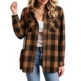 thumbnail image 1 of Hsovts Womens Plaid Flannel Button Down Shirt, Long Sleeve Tartan Buffalo Check Relaxed Fit Multi‑Color Option Casual Daily Camping Tops with Adjustable Cuffs Coffee L, 1 of 3