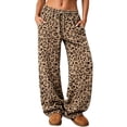 thumbnail image 1 of Hsovts Womens Straight Leg Sweatpants Casual Drawstring Lounge Pants with Pockets Elastic Waist Relaxed Fit Animal Print Leopard Print S, 1 of 7