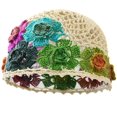 thumbnail image 1 of Hsqqdc 1 Piece Vintage Flower Crochet Hollow Beanie for Women, Lightweight Breathable Knit Hat for Summer Wear, 1 of 7