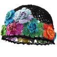 thumbnail image 1 of Hsqqdc 1 Piece Vintage Flower Crochet Hollow Beanie Hat for Women, Lightweight Elastic Breathable Knit Skull Cap, 1 of 7