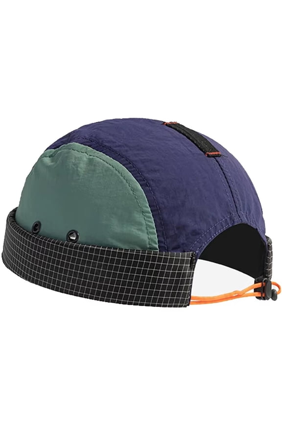 1pc Blue Quick Dry Sailor Cap Men Lightweight Brimless Docker Hat for Fishing Beach Travel