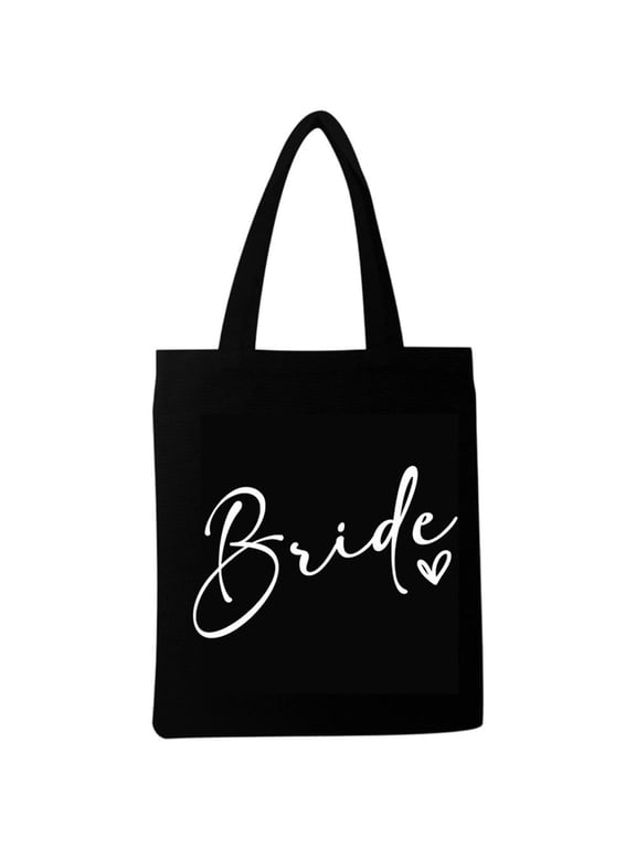 1pc Bride Themed Canvas Shopping Tote Women Engagement Shoulder Bag for Hen Party Gatherings