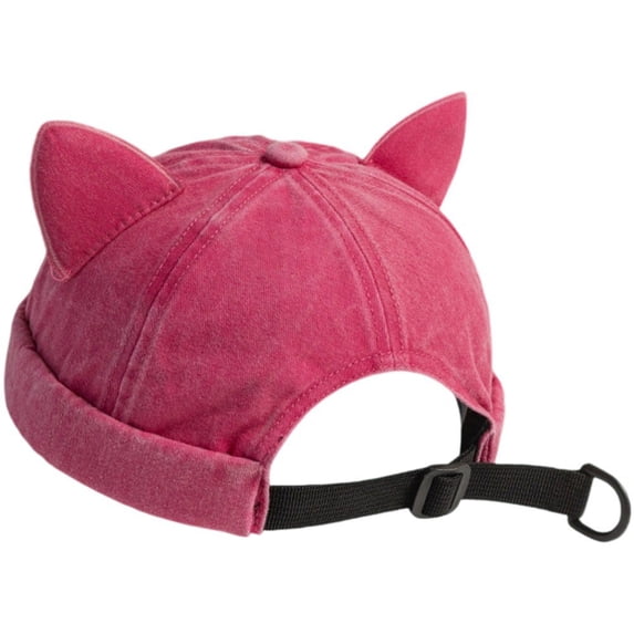 Hsqqdc 1pc Rose Red Cotton Rolled Edge Docker Cap Unisex Brimless Cat Ear Hat for Daily Street Wear
