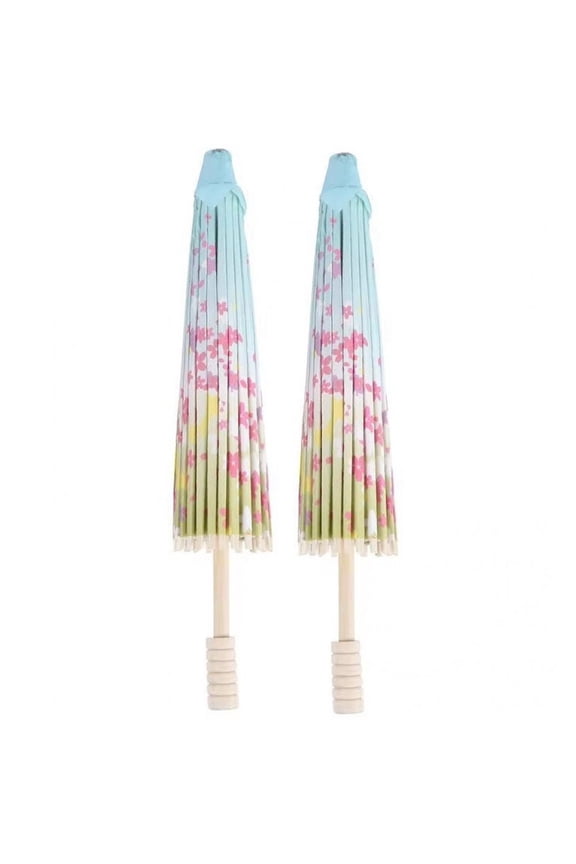 2 Pack Chinese Oil Paper Umbrella Classical Dance Decorative Parasol Prop