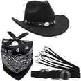 thumbnail image 1 of Hsqqdc 3-Piece Western Themed Accessory Set, Cowboy Hat Bandana and Belt for Themed Parties, 1 of 7