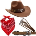 thumbnail image 1 of Hsqqdc 3-Piece Western Themed Accessory Set, Cowboy Hat Bandana and Belt for Themed Parties, 1 of 7