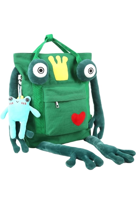 3D Funny Frog Backpack Canvas Oxford Four-Legged Novelty Daypack