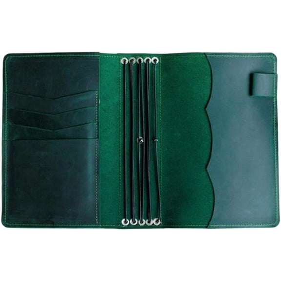 Hsqqdc A5 Cowhide Leather Notebook Cover, Refillable Journal Portfolio with Card Slots