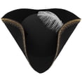 thumbnail image 1 of Hsqqdc Adult Tricorn Buccaneer Pirate Hat with Feather, Colonial Style for Renaissance Parties, 1 of 7
