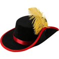 thumbnail image 1 of Hsqqdc Adults Felt Pirate Hat with Feather Renaissance Musketeer Buccaneer Colonial Headwear, 1 of 7