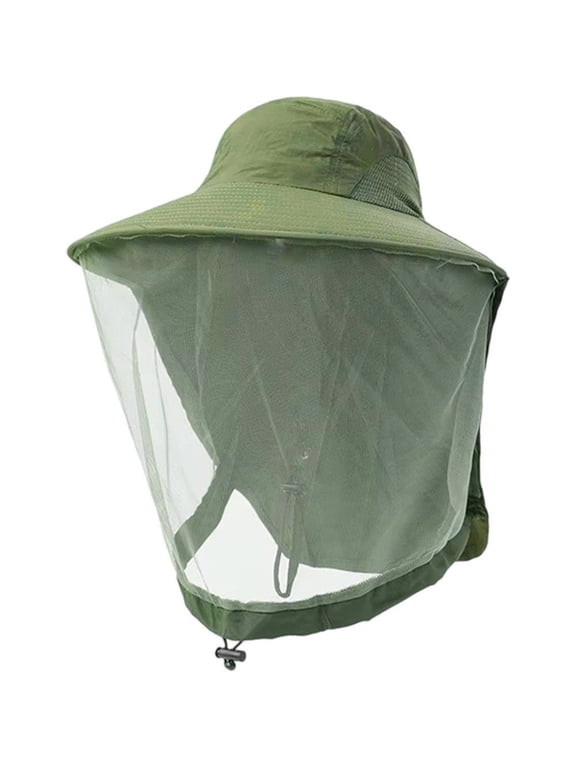 Anti-Mosquito Mesh Bucket Hat with Head Net Face Cover, UV Protection Fishing Cap for Outdoor Camping Hiking