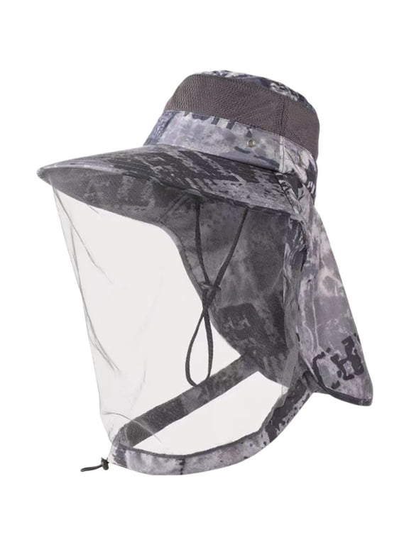 Anti-Mosquito Mesh Bucket Hat with Head Net Face Cover, UV Protection Fishing Cap for Outdoor Gardening Beekeeping
