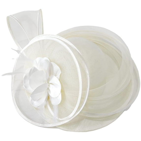 Hsqqdc Beige Wide Brim Derby Church Hat, Elegant Formal Fascinator Hat for Weddings