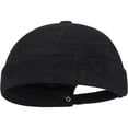 thumbnail image 1 of Hsqqdc Black Corduroy Docker Cap, Retro Rolled Cuff Brimless Skullcap Adjustable for Men Women, 1 of 7