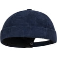 thumbnail image 1 of Hsqqdc Blue Corduroy Docker Cap, Retro Rolled Cuff Brimless Skullcap Adjustable for Men Women, 1 of 7
