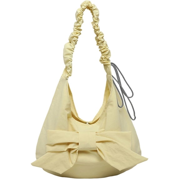Hsqqdc Bowknot Design Crossbody Underarm Bag, Sweet Pleated Shoulder Shopping Handbag