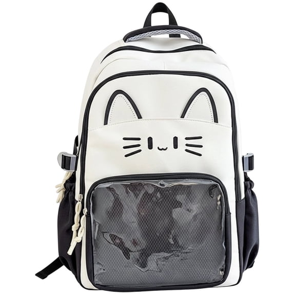 Hsqqdc Cat Clear Window Nylon Ita Backpack Large Capacity Knapsack Travel Daypack