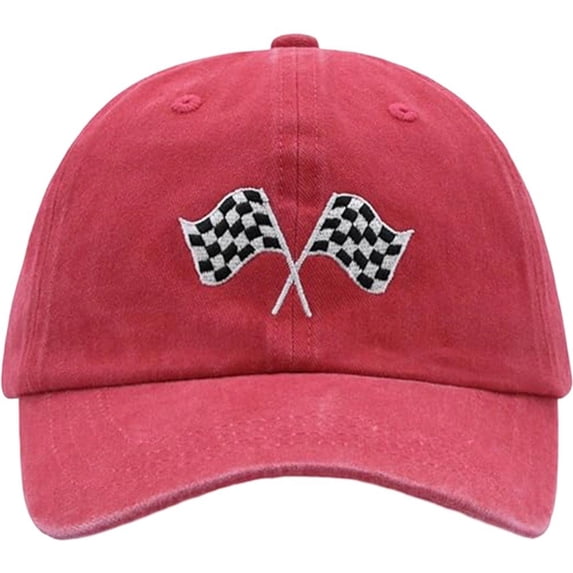 Hsqqdc Checkered Flag Race Car Baseball Cap, Adjustable Unisex Trucker Hat for Racing Events