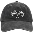 thumbnail image 1 of Hsqqdc Checkered Flag Race Car Baseball Cap, Adjustable Unisex Trucker Hat for Racing Events, 1 of 7