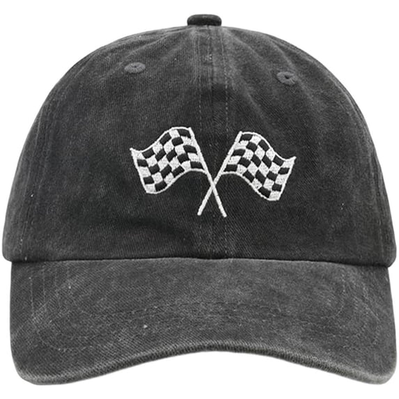 Hsqqdc Checkered Flag Race Car Baseball Cap, Adjustable Unisex Trucker Hat for Racing Events