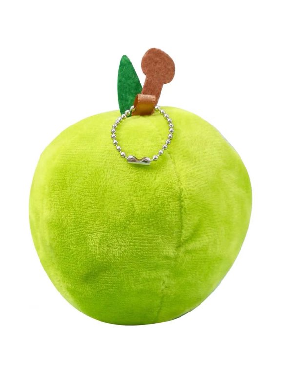 Cute Plush Apple Keychain Fluffy Fruit Bag Charm Soft Car Key Holder Decor
