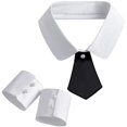 thumbnail image 1 of Hsqqdc Detachable Fake Collar Set, with Wrist Cuffs Classic Uniform Style Neck Tie Accessory Kit, 1 of 7