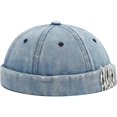 thumbnail image 1 of Hsqqdc Distressed Denim Docker Cap, Vintage Washed Brimless Hat Adjustable Sailor Cap, 1 of 7