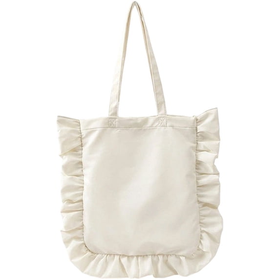 Hsqqdc Elegant Vintage Hobo Shoulder Bag, French Style Ruffle Large Capacity Tote