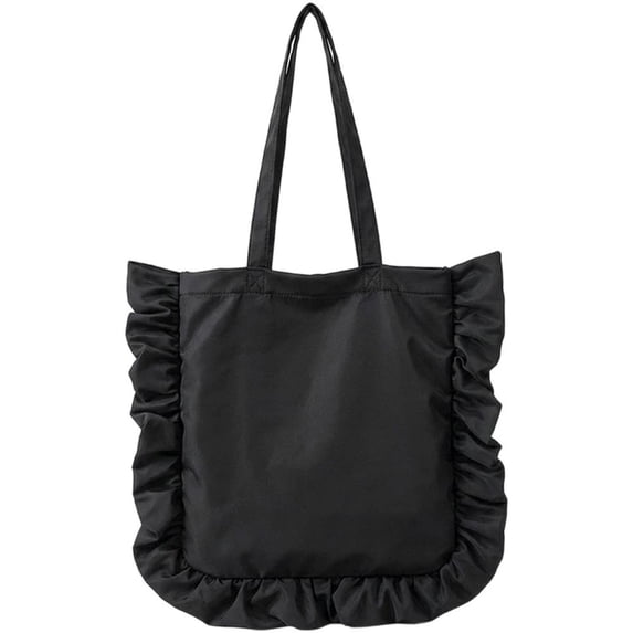 Hsqqdc Elegant Vintage Hobo Shoulder Bag, French Style Ruffle Large Capacity Tote