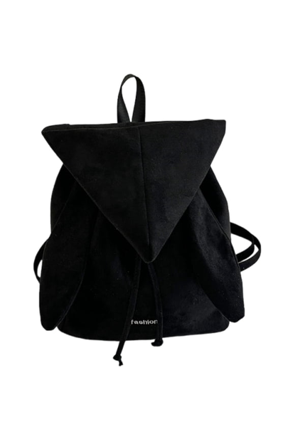 Faux Suede Rabbit Ear Hooded Backpack, Fluffy Kawaii Shoulder Bag for Adults
