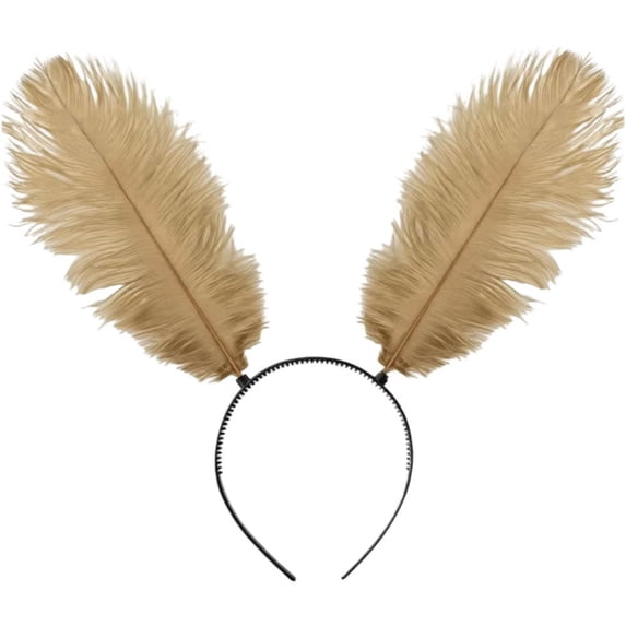 Hsqqdc Feather Khaki Moth Antenna Headband Butterfly Wing Hair Hoop, 1 Piece