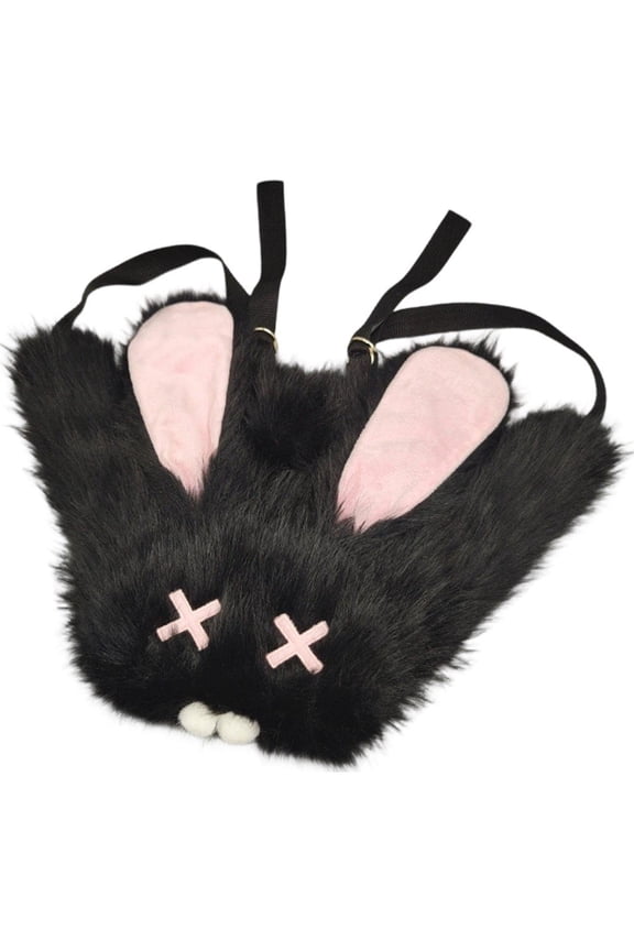 Fluffy Bunny Ear Shape Plush Backpack, Kawaii Rabbit Shoulder Bag for Women