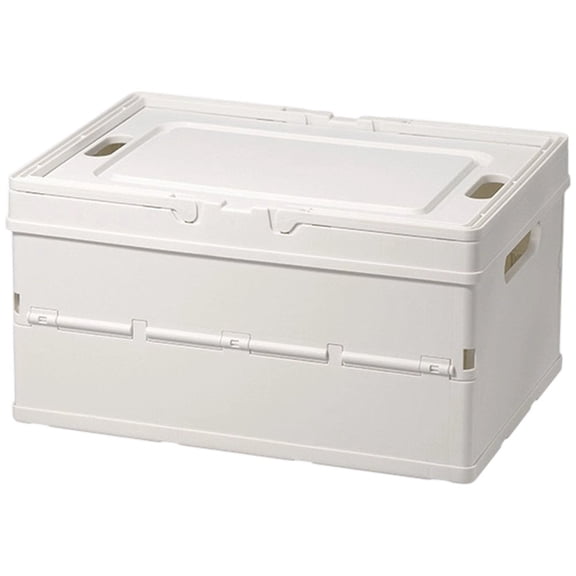Hsqqdc Foldable PP Storage Crate with Lid, Stackable Storage Box for Kitchen Bedroom