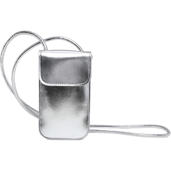 Hsqqdc Glossy Silver Crossbody Phone Purse PU Leather Small Shoulder Bag for Shopping Commuting Work Travel